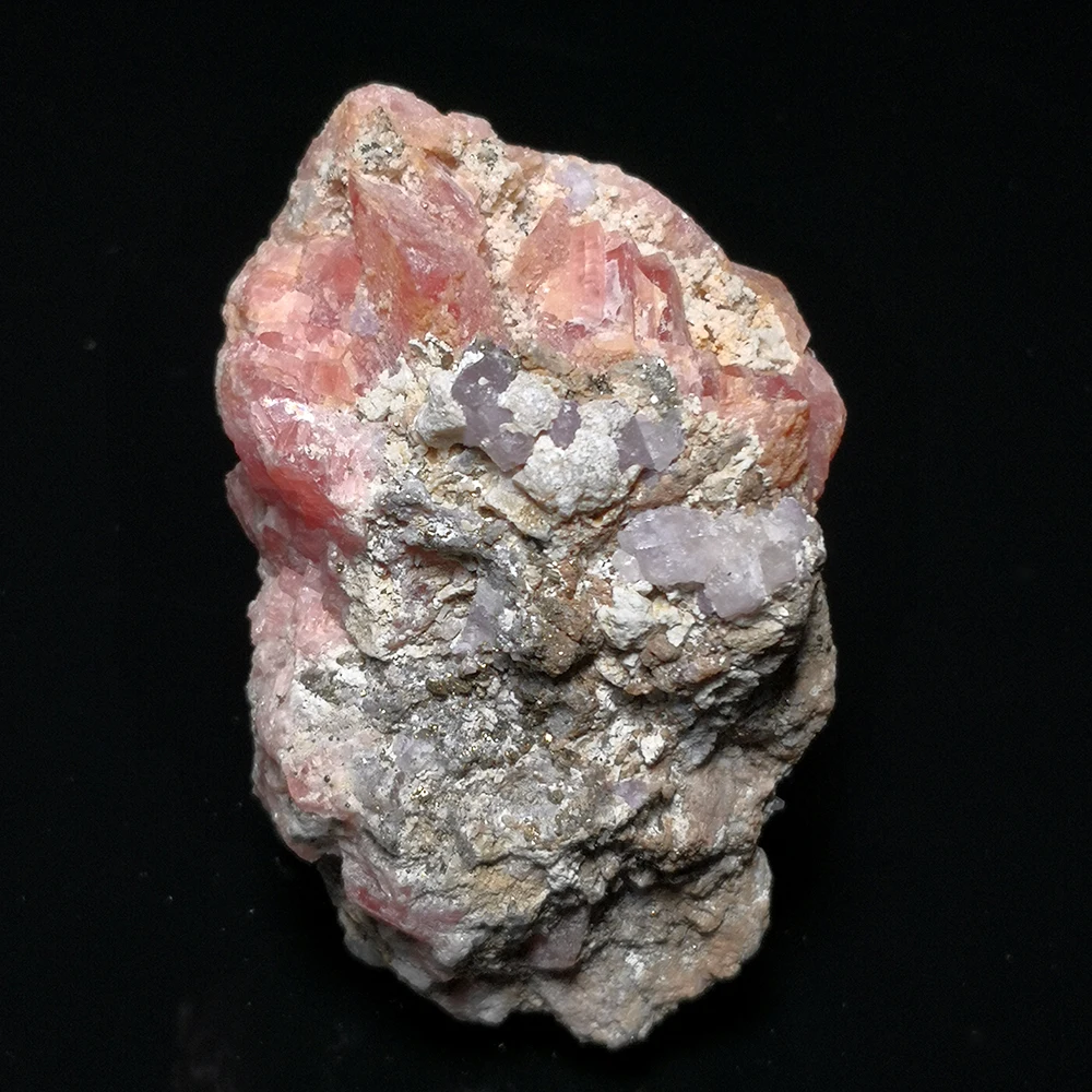 

160 г C1-4 натуральный кварц и Родохрозит, Фиолетовый флюорит, образец минерального пирита из провинции Гуанси, Китай