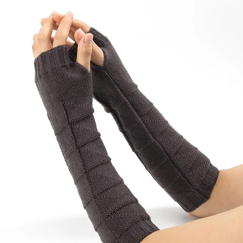 

1Pair Knitting Hand Warmer Half Finger Gloves Winter Arm Fingerless Sleeve Gloves Outdoor Cycling Sport Weave Mittens For Women