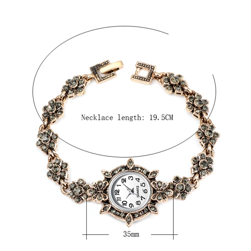

Vintage Women Rhinestone Flower Charm Round Dial Analog Quartz Bracelet Watch Dial Analog Quartz Bracelet Watch Dial Analog Quar