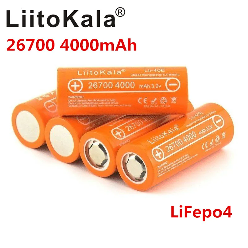 2020LiitoKalaLii-40E Lifepo4 26700 3.2v 4000mah rechargeable battery accu lithium cell high capacity 10A pilas diy pack mod toys |