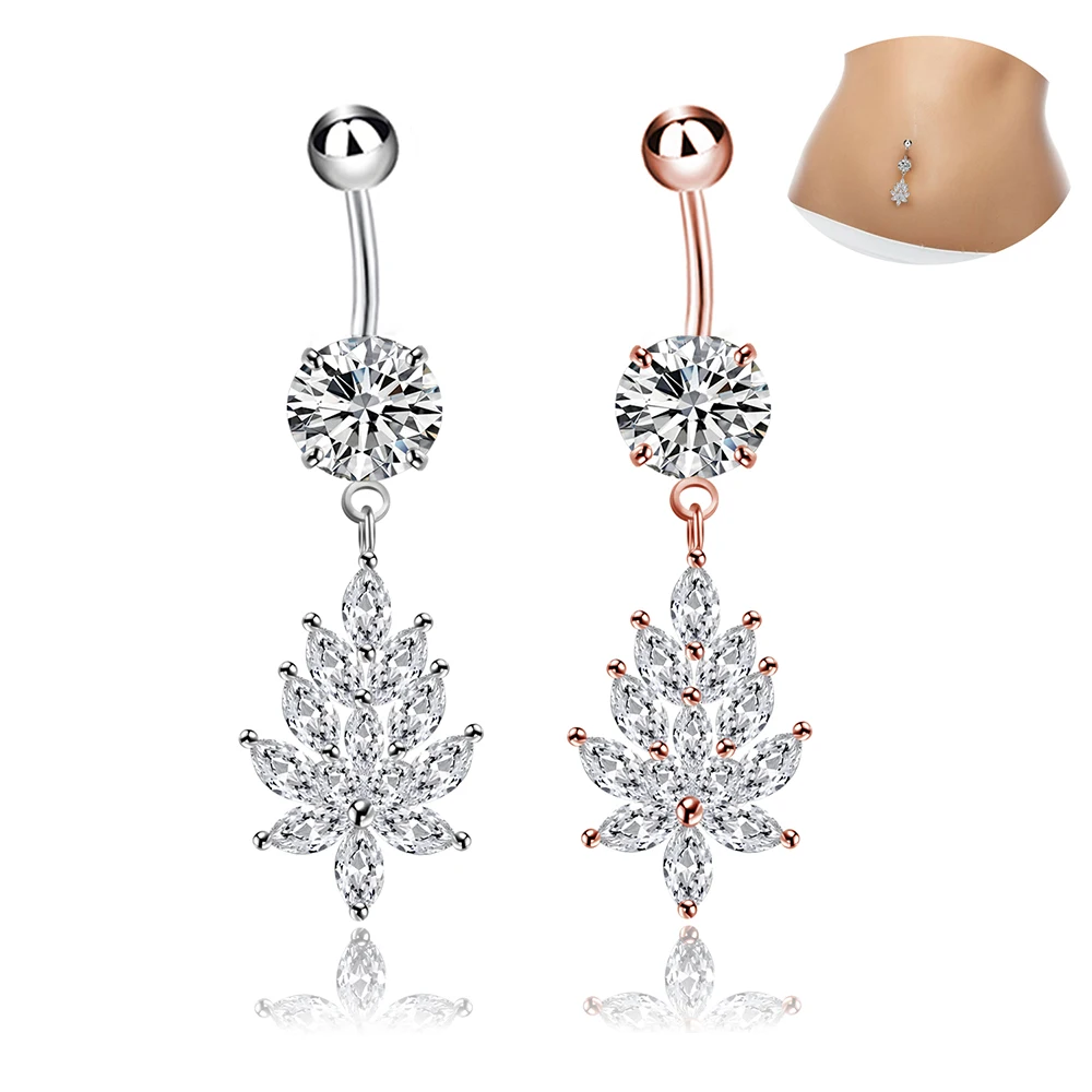 2 вида цветов кулон кристалл пупка Кольца нержавеющая сталь якорь кисточка