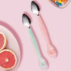 Двойная ложка для соскабливания фруктов, нескользящая детская пищевая добавка, ложка для кормления младенцев, гаджеты из нержавеющей стали, детская утварь