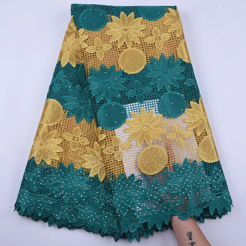 

SJD LACE 2020 Guipure Cord High Quality African Lace Fabric Bright Diamond Flower French Lace Fabric For Party And Wedding A1919