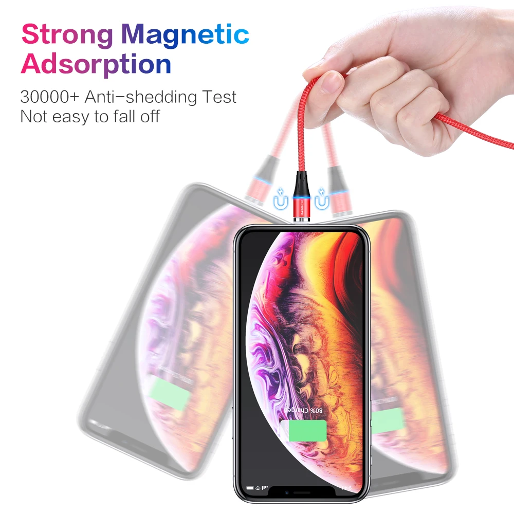 FLOVEME Магнитный USB 3A Быстрый зарядный кабель 3 в 1 для iphone 11 XR 7 Micro usb type C адаптер huawei