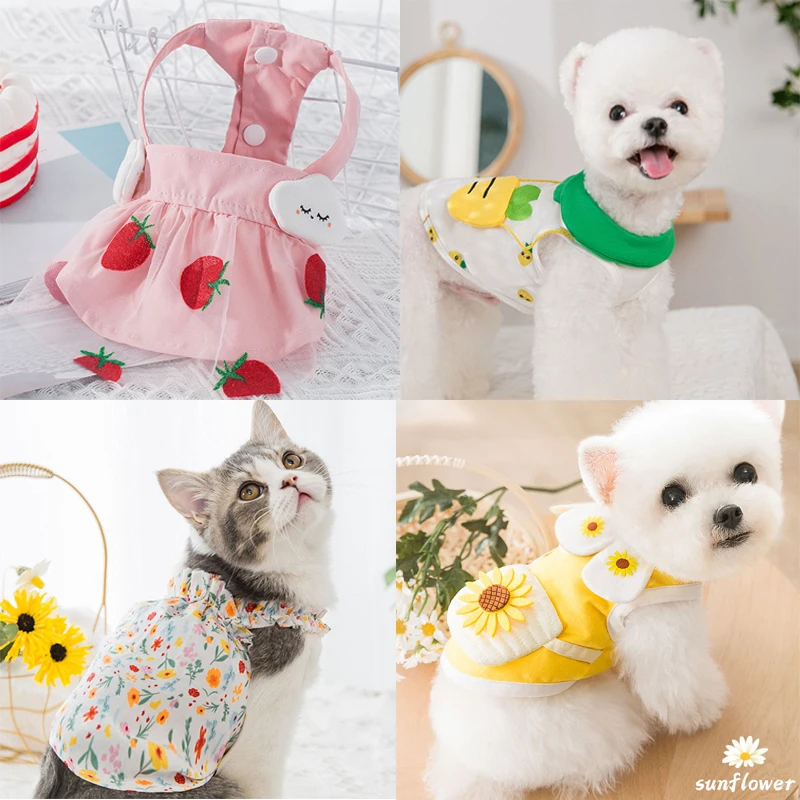 

Skirt with Pet Margaritas Fashionable Dress Clothes For Super Small Cute Dogs,Cats,Suit for Chihuahua, Cotton,Yellow girl Pets
