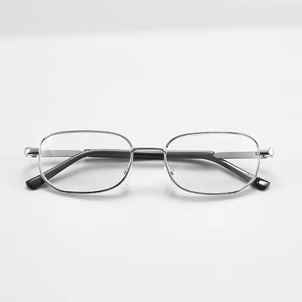Anti-Scratch Lesebrille Retro Quadrat Presbyopie Brillen Mit Glas Linsen Metall Hyperopie Brillen männer gläser + 3,5 + 4 – Detail 4