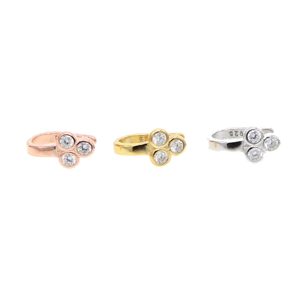 925 sterling silver open hoops stack no piercing cuff earring for girls gold filled circle stones huggies cartilage jewels|drop stud earrings|stud