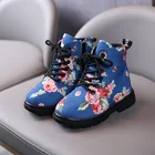 Новые Детские Ботинки Martin, обувь с принтом, зимние ботинки для девочек, детская обувь для девочек, нескользящая резиновая подошва, детская обувь с цветами, детская обувь