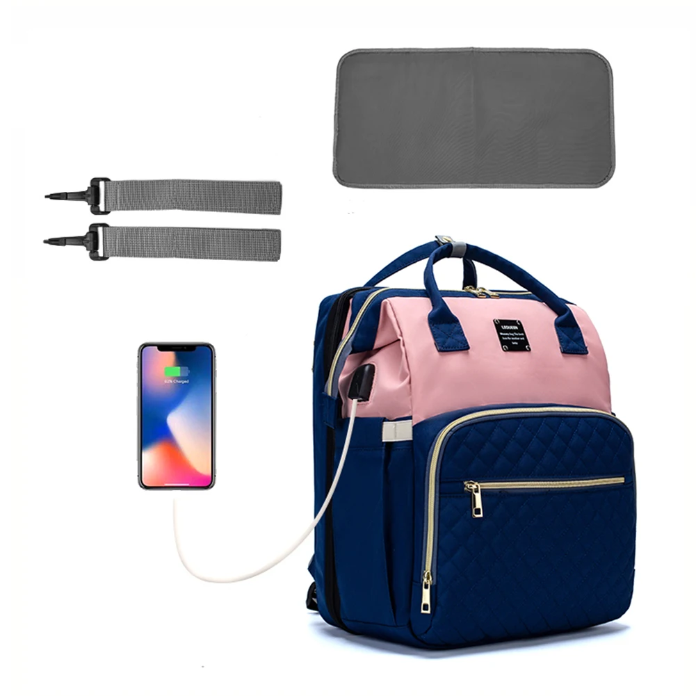 

New Maternity Baby Products With Awning Portable Folding Crib Mummy Bag USB Cable Large Capacity Mother And Baby Bag