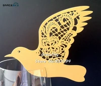 50pcs free shipping laser out swallow wedding name cards party invitation place cup cards wine glass cards party supplies