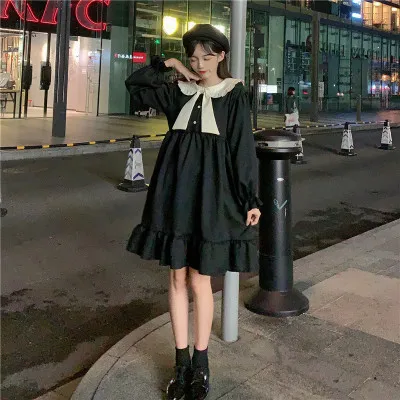 

OP Lolita Dress Loose Falbala Bowknot Doll Collar Cute Girl Loli Cosplay Costume Kawaii Student Dress