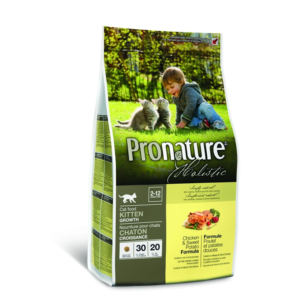 Сухой корм для котят Pronature Holistic Kitten Growth (с курицей и сладким картофелем) 5 44 кг | Дом