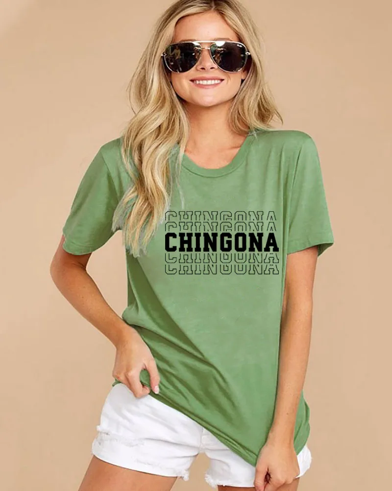 Chingona-تي شيرت نسائي مطبوع ، تي شيرت قطني 100% غير رسمي ، تي شيرت لطيف ، تي شيرت صيفي إسباني