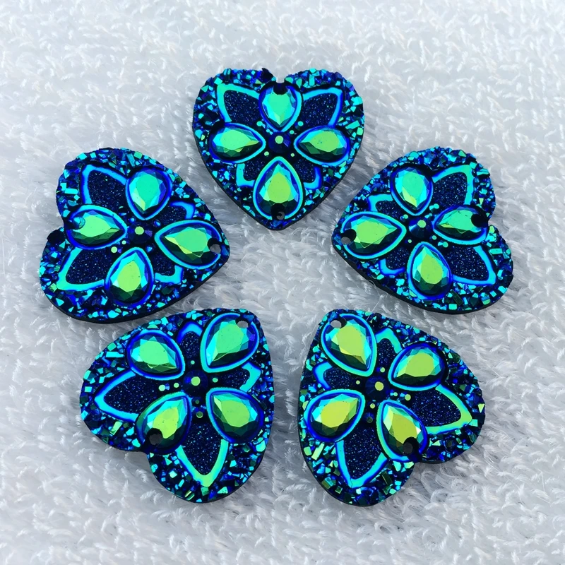 Стразы с сердечками и рисунком 25 мм цветочный дизайн AB искусственные хрустальные