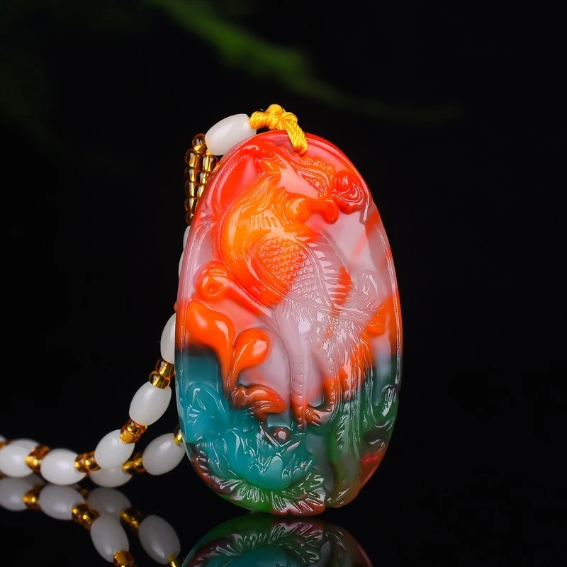 

Natural Color Hand-carved Phoenix Jade Pendant Fashion Boutique Jewelry Men and Women Peacock Necklace Gift Accessories
