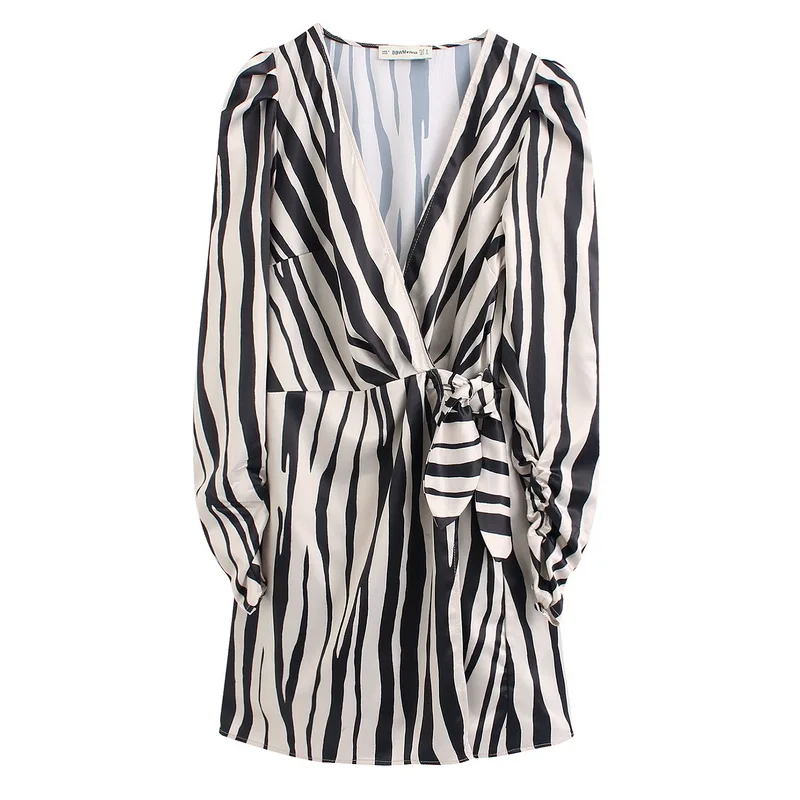 Женское платье Весна 2020 Новая мода полосатый узор с длинным рукавом современные