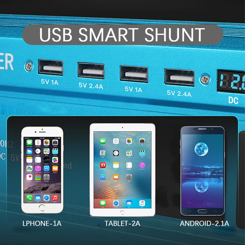 Автомобильное зарядное устройство для инвертора 2000 Вт 12/24/48/60 В переменного тока