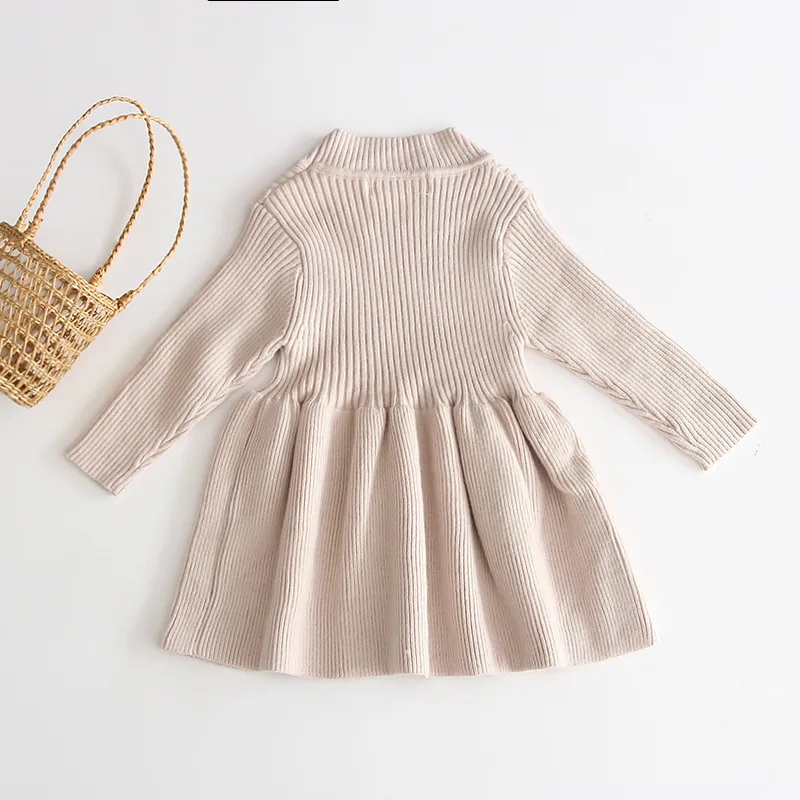 Детское трикотажное платье в рубчик с длинным рукавом на осень/зиму | Детская