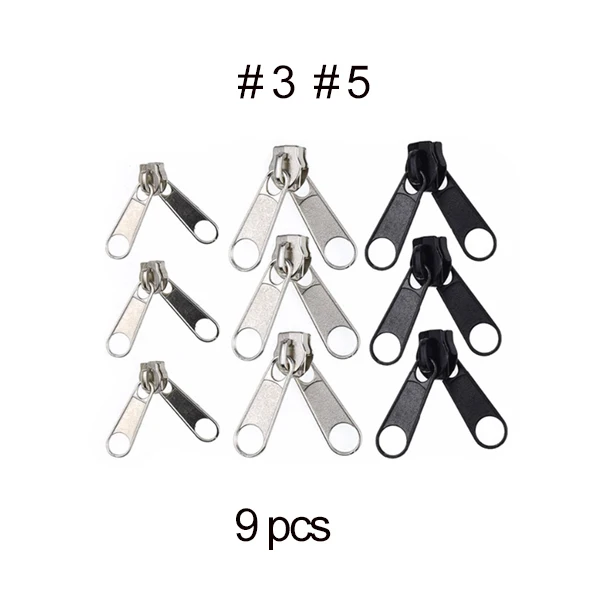 5 шт.#3#5#8 Fix Zipper DIY Zip Slider Repair Набор для ремонта одежды сумка чемодан молнии крепления аксессуары для портного - Цвет: 9pcs Mix Size