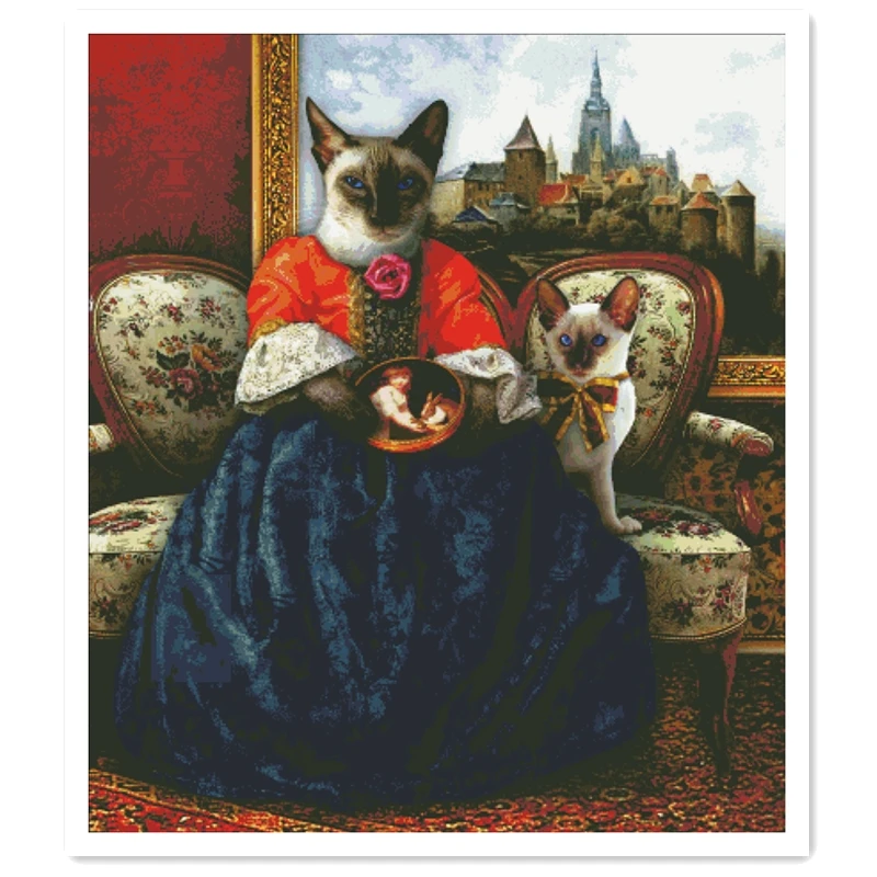 Ms. Siamese вышивка крестом посылка с животными 18ct 14ct 11ct ткань хлопок шелк нить сделай