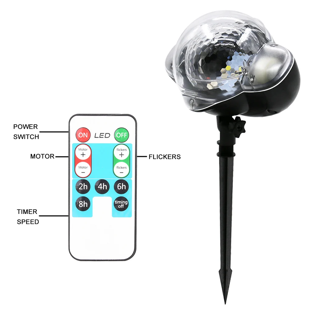 Рождественский светильник проектор светодиодный динамический двигающийся снег