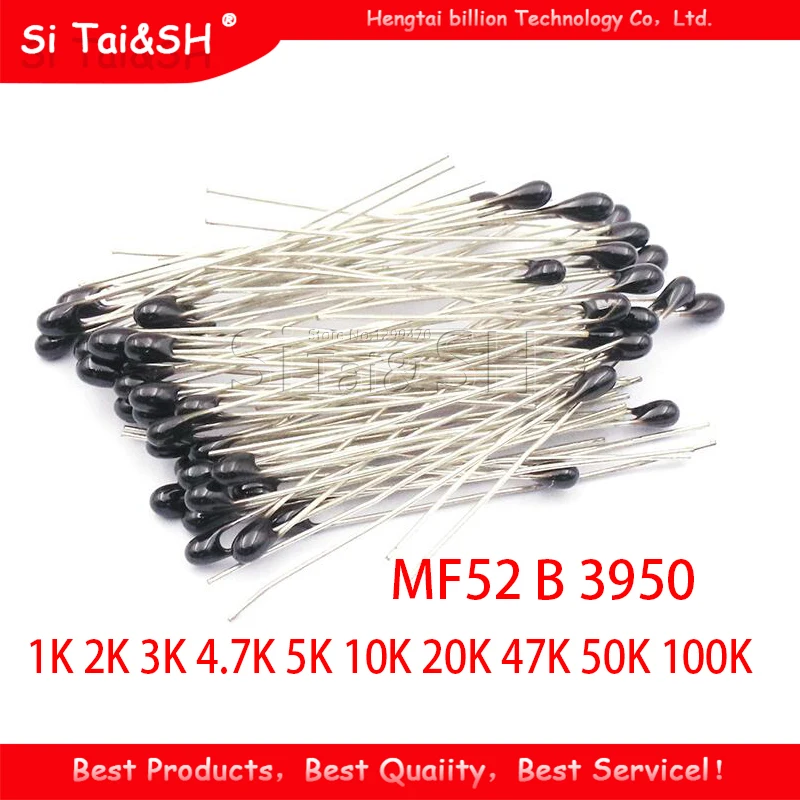 500 шт MF52AT MF52 B 3950 NTC термистор термальный резистор 5% 1K 2K 3K 4 7 K 5K 10K 20K 47K 50K