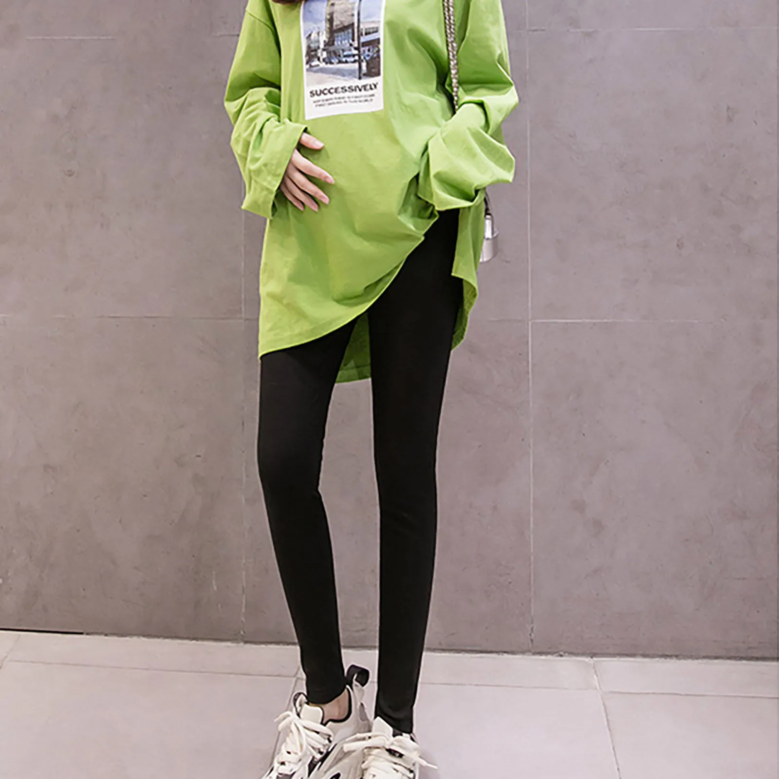 

2021 New Maternity Legging Casual Fashion Women Solid Color Patchwork Comfortable Loose Adjustable Maternity Pants#5