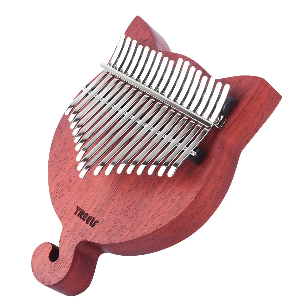 

TREELF TF-17CAT 17 Key Kalimba Solid Wood Thumb Piano Finger Piano Finger Precussion with Scale Stickers Tuning Hammer