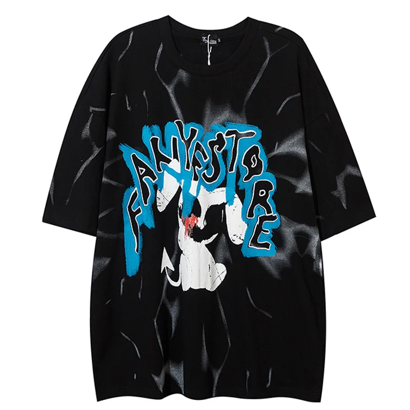 

Футболки из 100% хлопка мужские тай-дай с животным принтом Футболки для мальчиков и девочек в стиле хип-хоп с короткими рукавами Летние футбол...