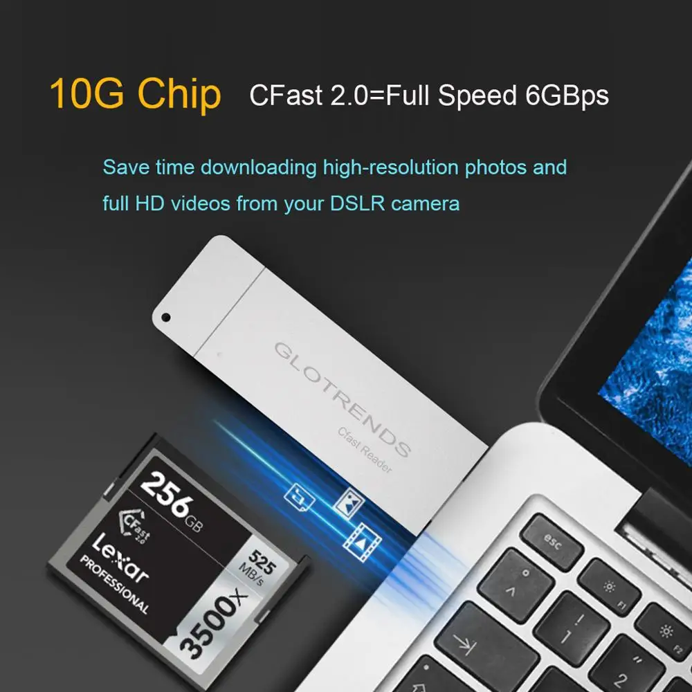 CFast кардридер 2 0 10 Гбит/с чип с USB C и портом A полностью алюминиевый чехол