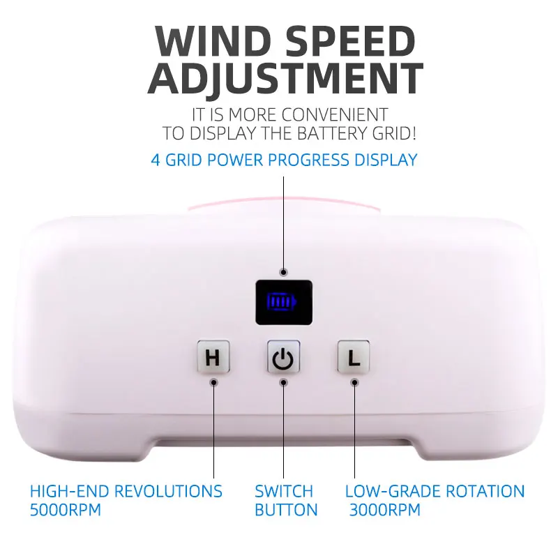 Беспроводной 30 Вт 2 в 1 пылеуловитель для ногтей маникюрный пылесос с 25000 об/мин