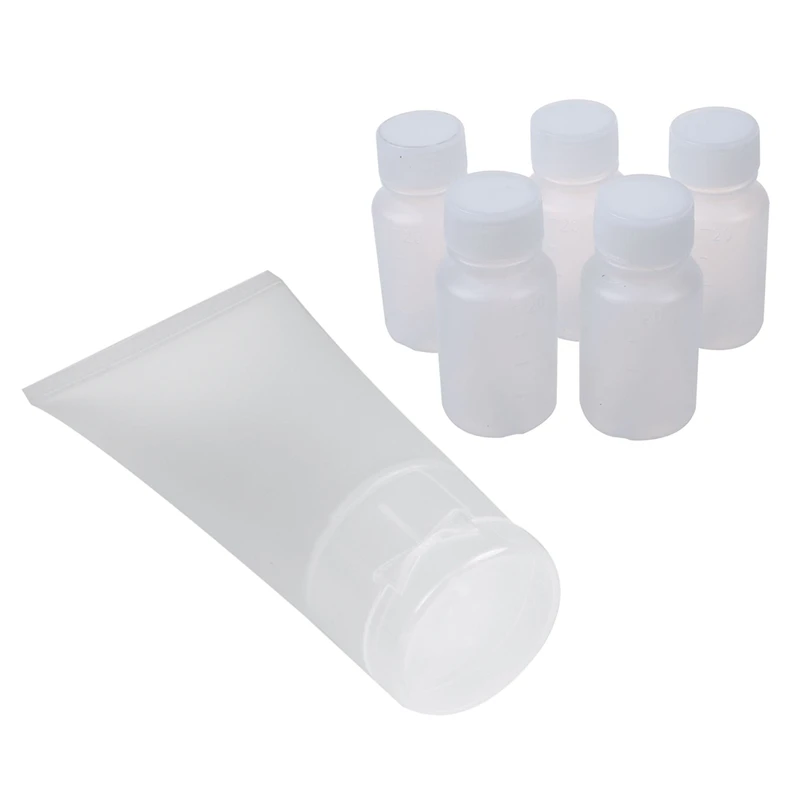 5 Pcs Empty Bottle Transparent for Emulsion Cream 30Ml & 20Ml White Mini Travel Plastic Alcohol Bottl | Красота и здоровье