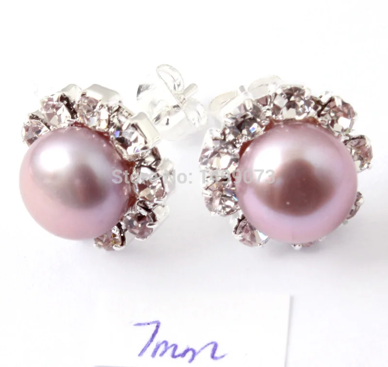 Круглые серьги из натурального пресноводного жемчуга 7 мм модные тибетского