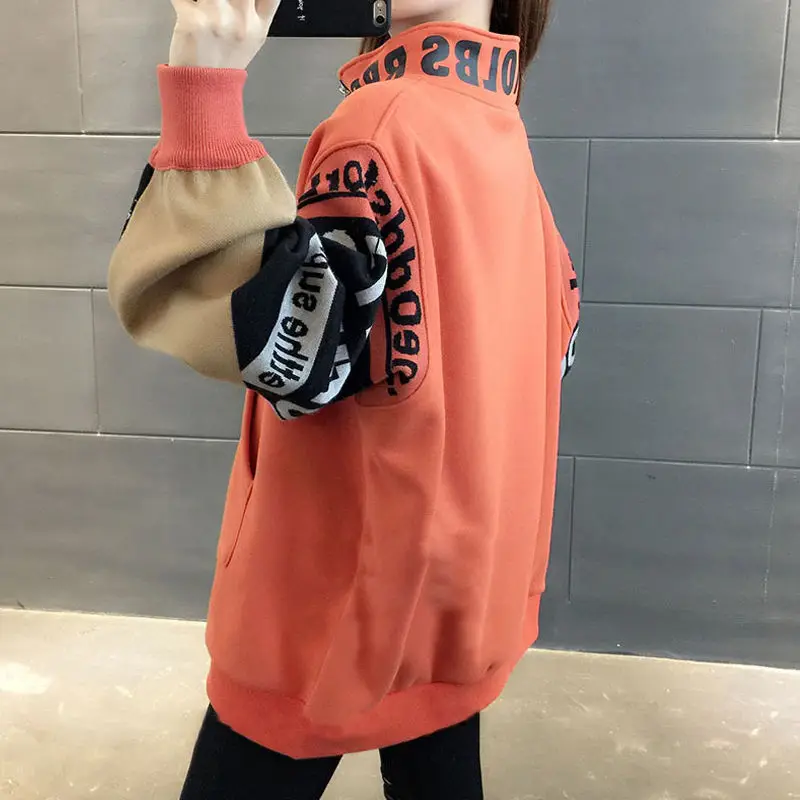 Женские толстовки оверсайз Блестящий цветной свитшот Топ с длинным рукавом