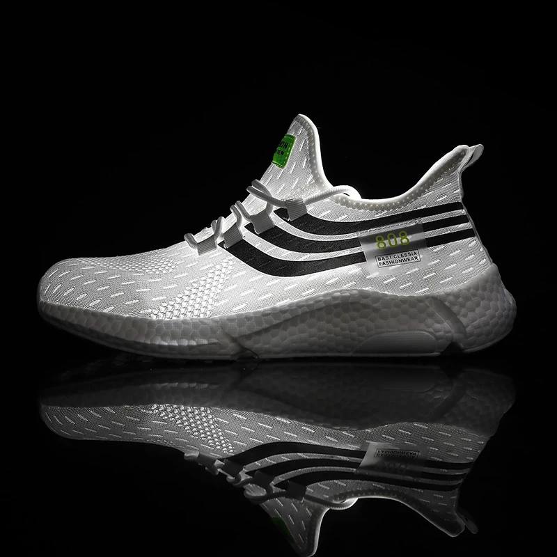 

Men sneakers shoes fashion casual light breathable outdoor sports elastic running mesh fly woven jogging vulcanized shoes