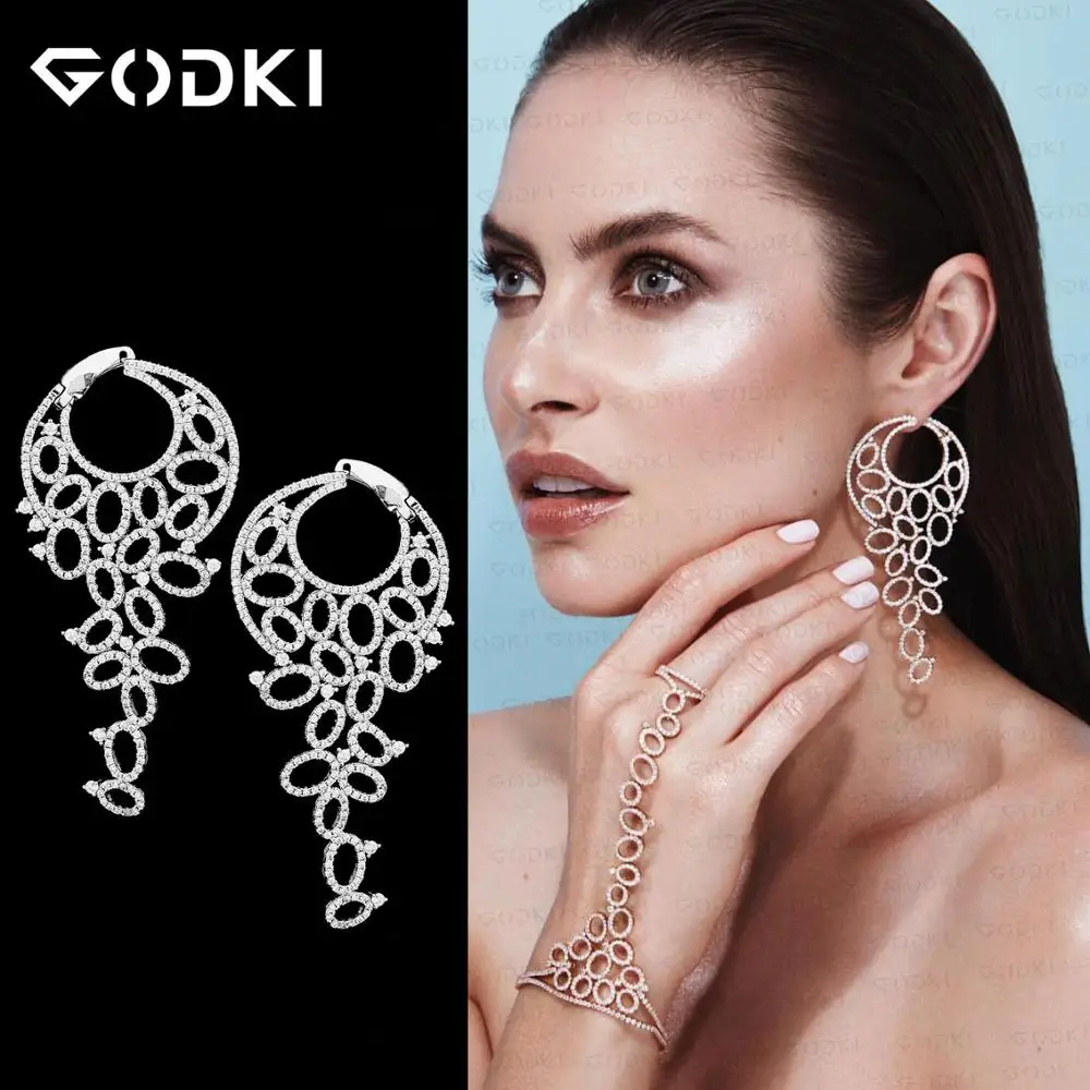 GODKI в богемном стиле Винтаж пузырь крупноразмерные блестящие серьги для Для