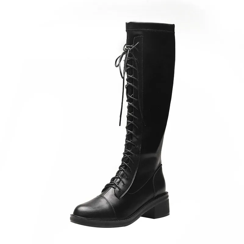 

Big Size 41-43 Zipper Boots Wear-resistant Non-slip Women Boot Winter Female British Wind New Joker Thick Bottom Gothic Shoes