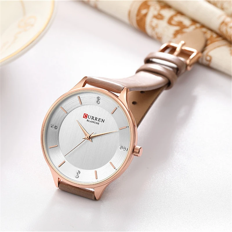 

Watches For Women Top Brand CURREN Rhinestone Women's Wriswatch With Leather Ladies Dress Watch Female Clock Relogio Feminino