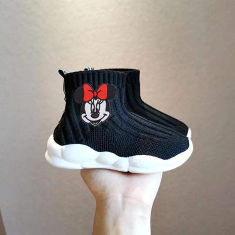 Зимняя Детская Хлопковая обувь с героями мультфильмов Диснея Микки Мауса Минни