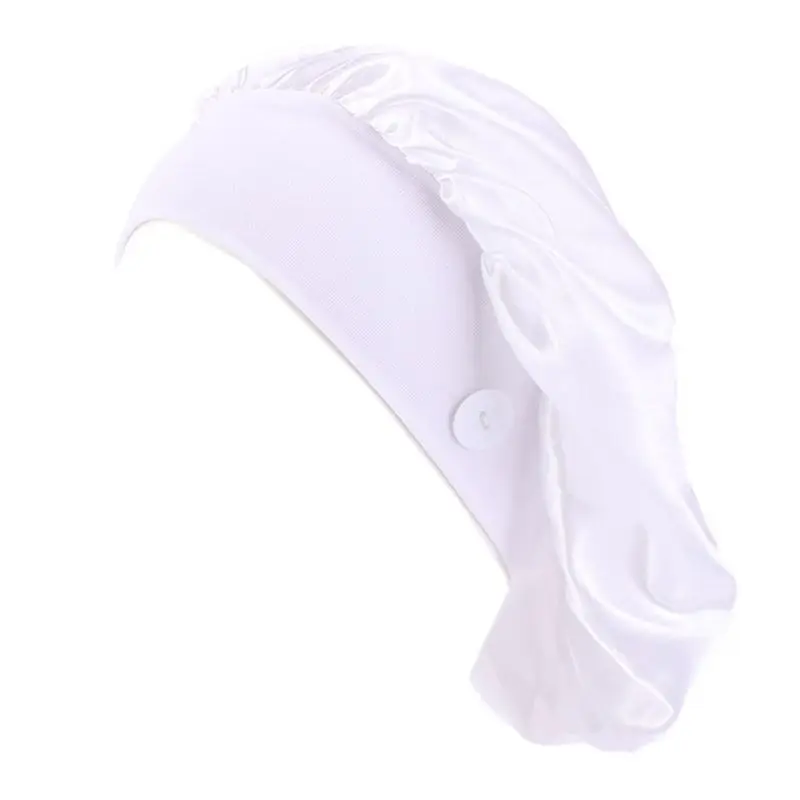

Unisex Anti-Tight Ears Satin Bonnet Cap with Button Mask Holder for Nurse Doctor X7XC