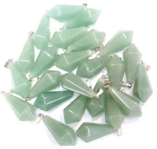 

Natural stone aventurine Quartz Crystal tiger eye lapis pendulum Hexagonal pyramid pendant for diy Jewelry making necklace12pcs