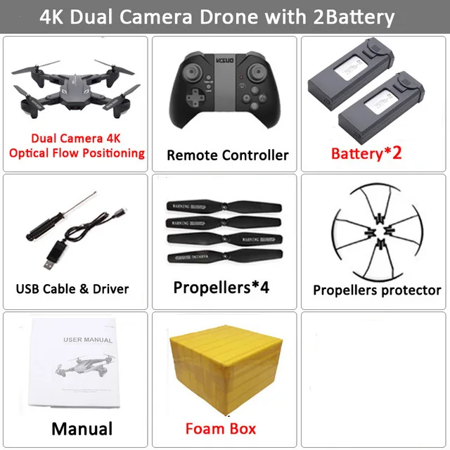 4K 2BAT FOAM BOX Visuo XS816 складной Дрон с двойной камерой 4K WiFi FPV селфи широкоугольный оптический поток позиционирования RC Квадрокоптер вертолет игрушки - Цвет: 4K 2BAT FOAM BOX