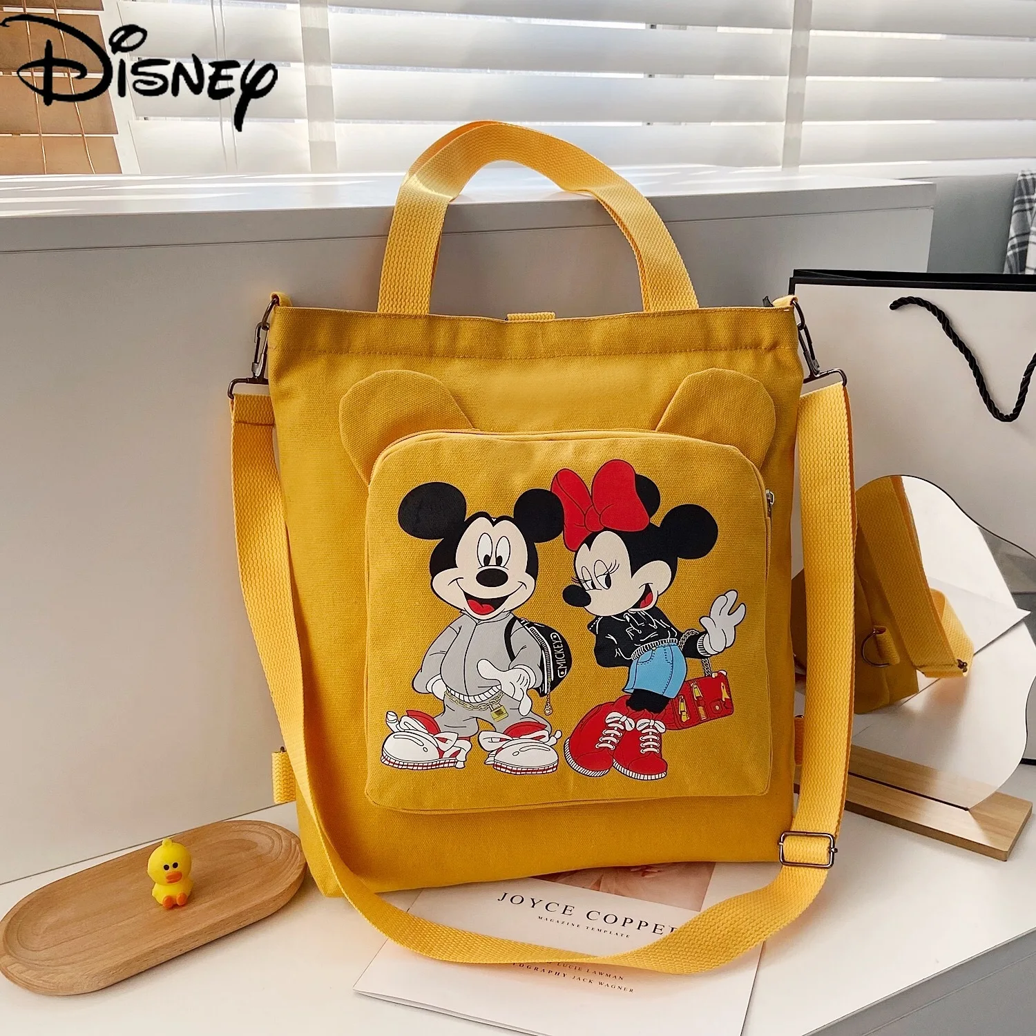 

Disney Fashion Trend Cute Cartoon Mickey Donald Duck Canvas Messenger Bag Simple and Fresh One-shoulder Handbag