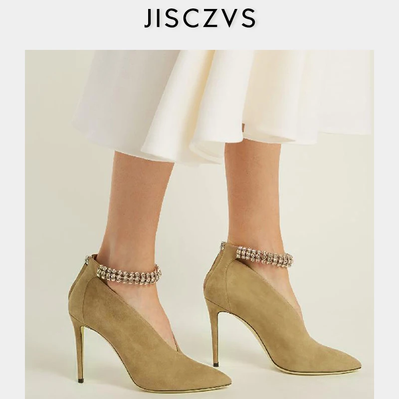 Зимние пикантные черные женские ботинки из искусственной замши с V-образным