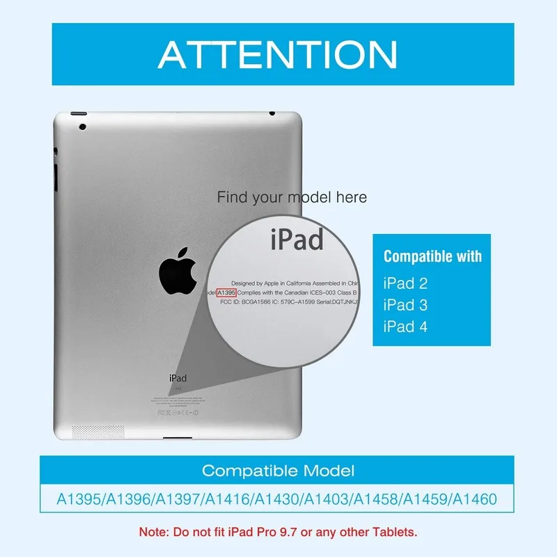 Принципиально Капа для чехол для iPad 2/3/4 A1395 A1396 A1397 A1416 A1430 A1403 9 7 дюймового планшета Чехол Smart будильника Wake-сна 360-повернуть крышку в виде ракушки