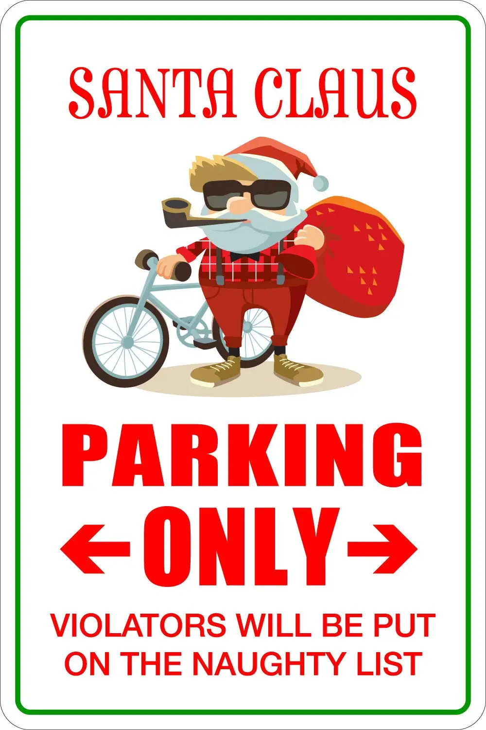 

Metal Sign Santa Claus Parking Only Tin Wall Decor 12"x8"