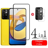 4 in 1 for poco m4 pro glass for xiaomi poco m4 pro tempered glass full 9h screen protector for poco x3 gt m3 m4 pro lens glass