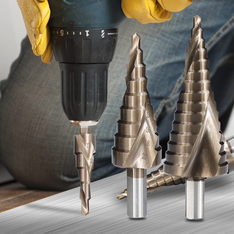 

CMCP 3pcs HSS Step Drill Bit Set 4-12mm 4-20mm 4-32mm TiCN Coated Core Drill Bit Wood Metal Hole Drilling