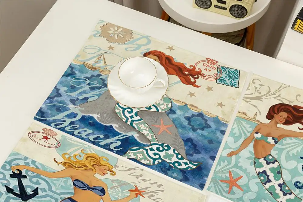 Салфетка FYMX в виде осьминога морская жизнь морской лошадь черепаха краб медуза