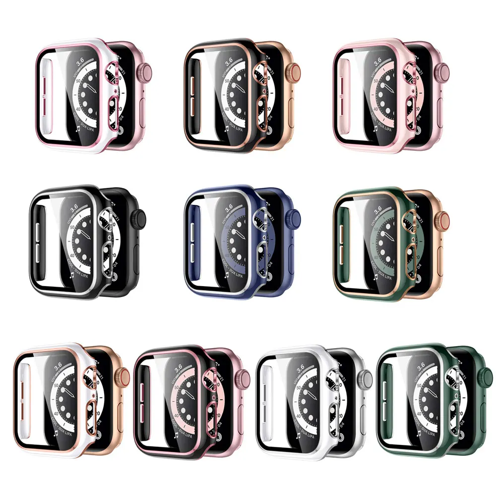Защита экрана для Apple Watch SE 6 5 4 чехол 44 мм 40 42 38 стеклянный бампер защитный iwatch 3 2